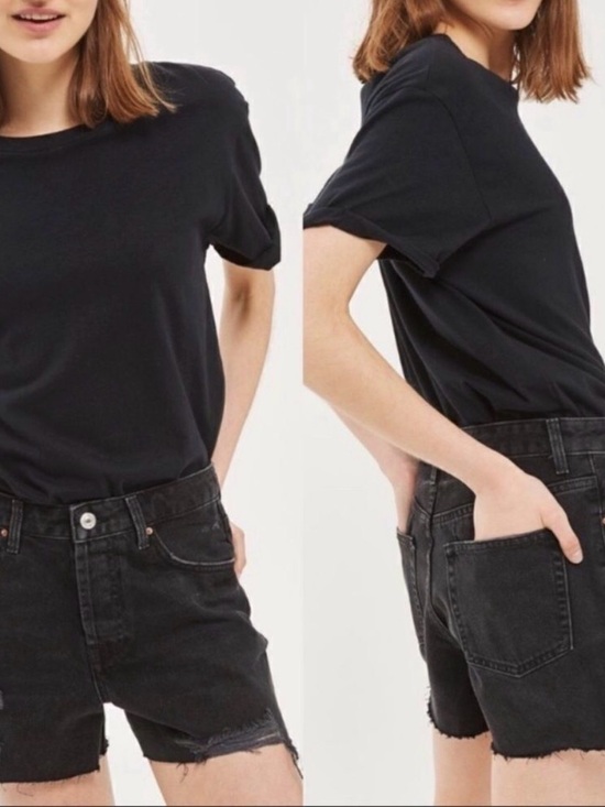 Pants - Topshop moto black denim mom fit shorts